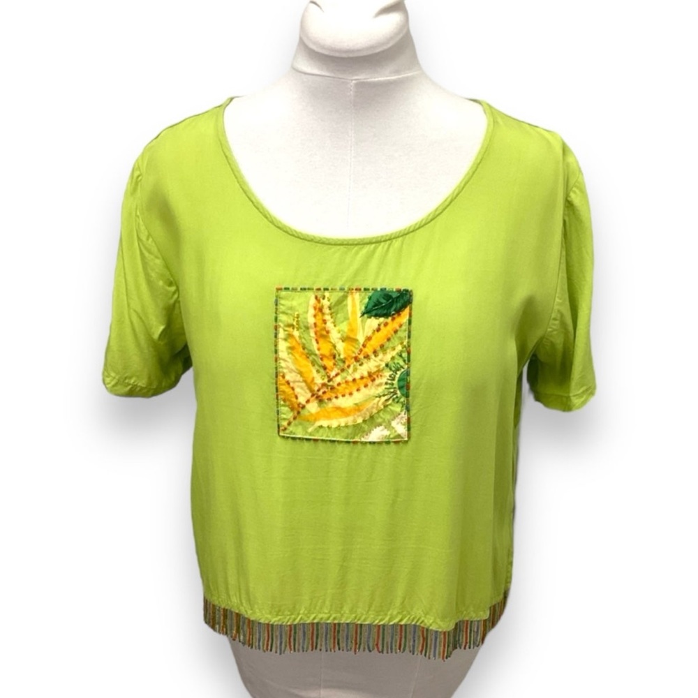 Mango Bay Women’s Beaded Crop Top, Green, size XL